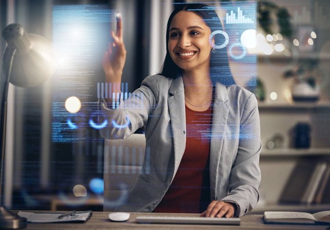 woman on digital screen